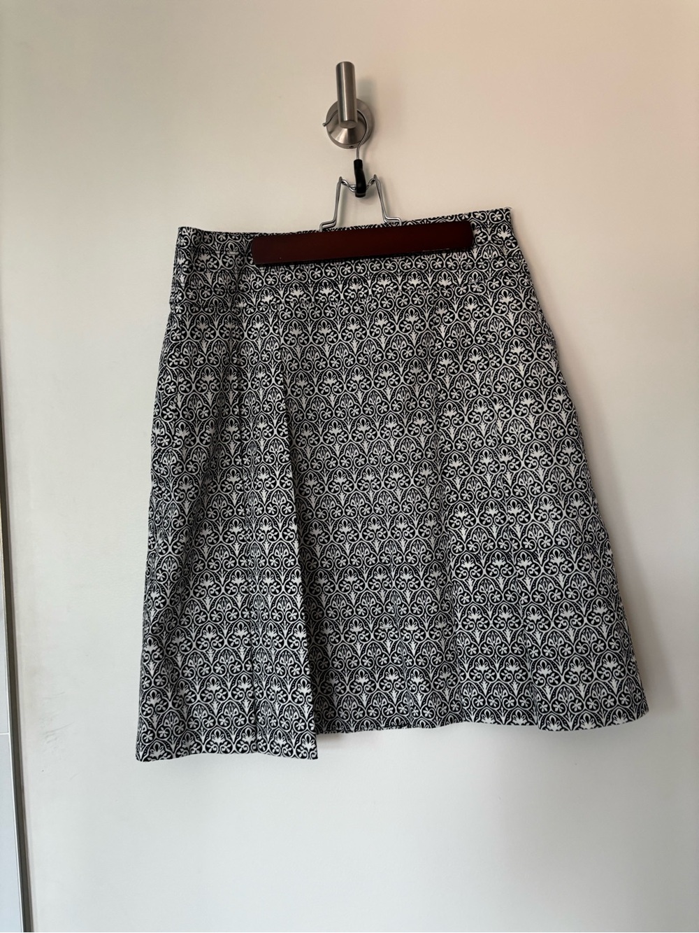 Tory Burch Navy and White Printed A-Line Skirt